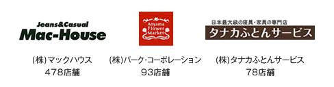 (株)マックハウス、(株)パーク・コーポレーション、(株)タナカふとんサービス