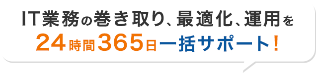 IT業務の巻き取り、最適化、運用を24時間365日一括サポート！